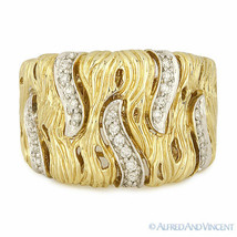 0.29ct Round Diamond Right-Hand Thick Fashion Band 14k Yellow &amp; White Gold Ring - £1,511.78 GBP