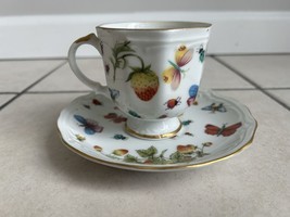 Vintage Lenwile Ardalt China Coffee Tea Cup Saucer Strawberry Butterfly Ladybug - £27.17 GBP