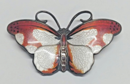 2&quot; Vintage HROAR PRYDZ NORWAY Sterling 925S ENAMEL BUTTERFLY BROOCH Pin - £126.25 GBP