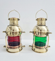 Vintage shiny Brass Electric Red/Green Lamp Maritime Ship Lantern Boat Light - £95.00 GBP