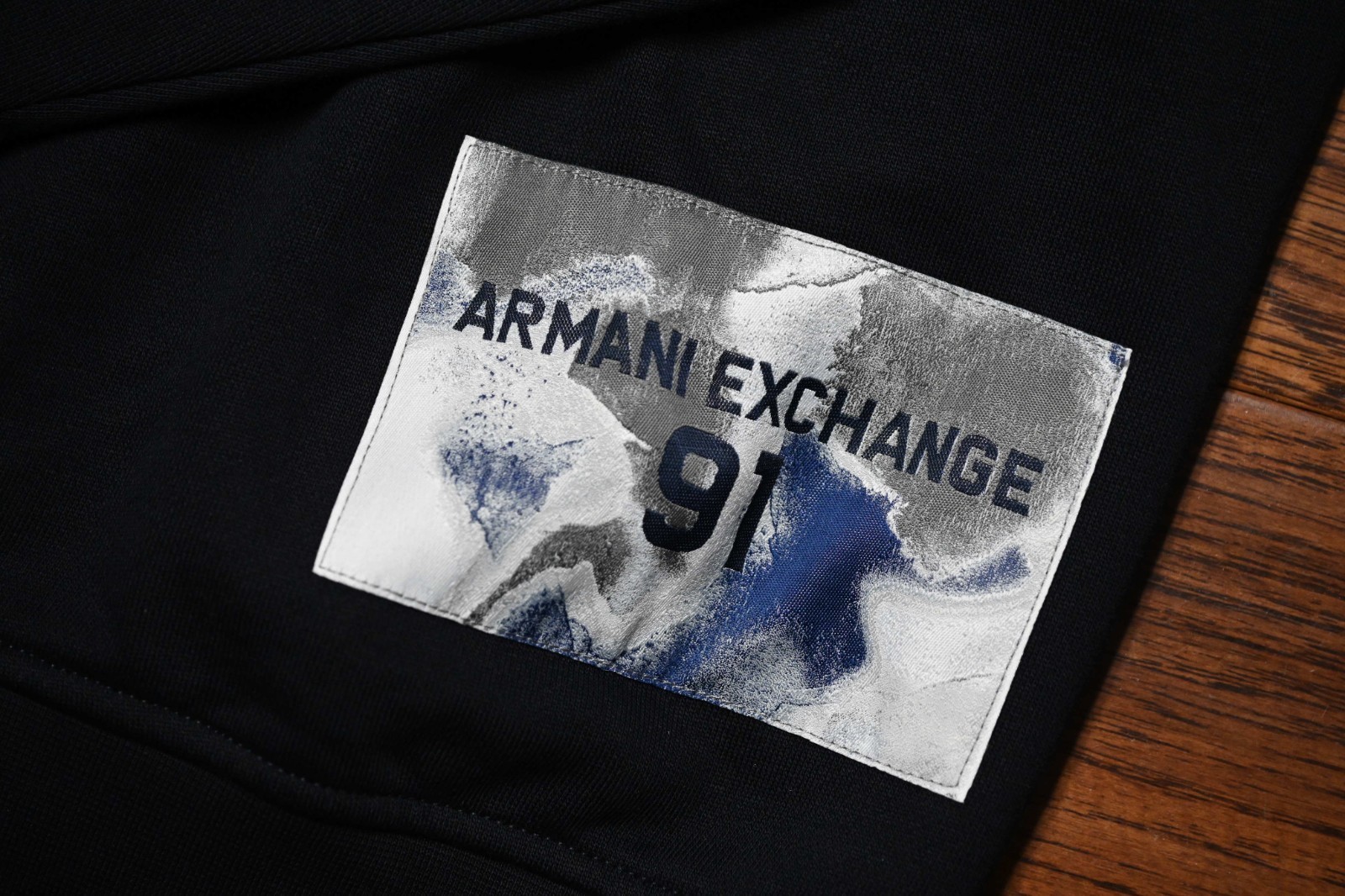 Armani Exchange A/X Men's Dark Blue Logo Patch Heavy Cotton Pullover Hoodie XL Item image 3