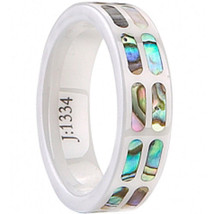 COI Jewelry Ceramic Ring With Shell Inlays - TG2262(Size:US5.5/7.5/8.5) - £23.96 GBP