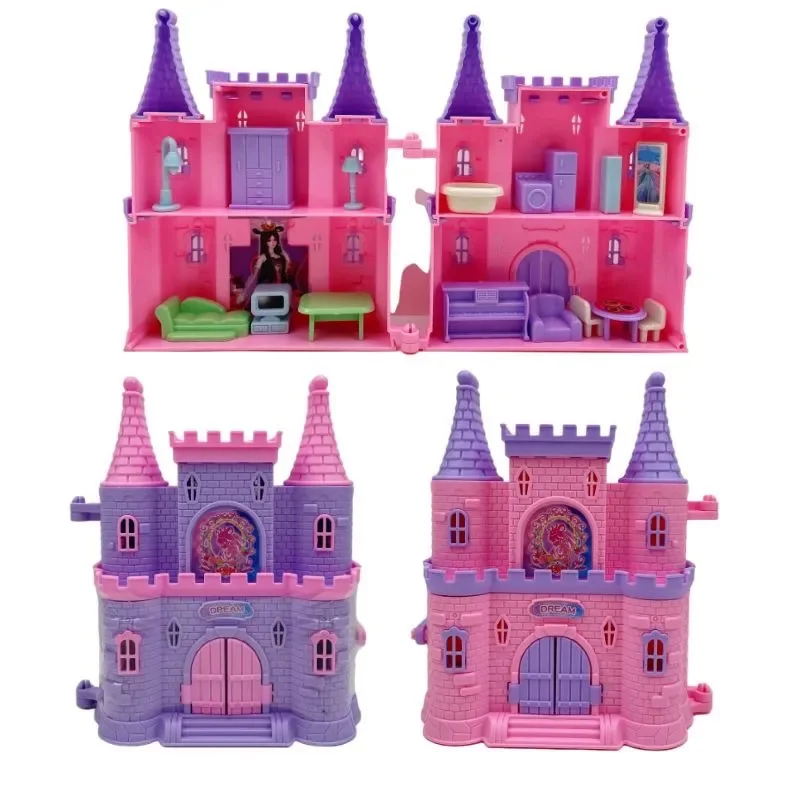Kids Mini Simulation Castle Toys DIY Miniature Princess Doll House Villa Castle - £14.65 GBP