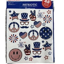 48 Piece Patriotic Tattoos 4th of July Red White Blue New Package - $45.68 MXN