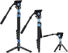 58.9&quot; Lightweight Professional Video Monopod With Vh-10 Fluid Video Head, Tripod - £310.93 GBP