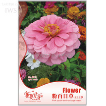 SL Pink Beautiful Zinnia Seeds, Original Pack, 60 Seeds, Attract Butterflies Lig - $1.38