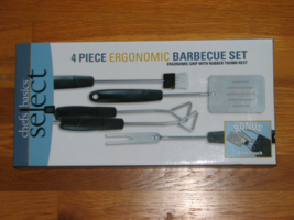 Chefs Basics Select 4 Piece Ergonomic Barbecue Set Cook-Out Grill Tools - £15.99 GBP