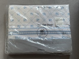 JC Penney Supreme Collection Rosie Flat Sheet TWIN 66”x96” Blue Flower N... - $305.14 MXN