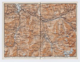 1911 Original Antique Map Vicinity Of Thusis Graubuenden Albula Alps Switzerland - £13.66 GBP
