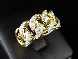 Herren 0.50 Karat Labor Erstellt Diamant Kubanisch Link Rosa 925 Silber Pl Ring - £68.49 GBP