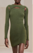 Zara Bnwt Srpls. Green Khaki Knit Cut Out Mini Dress. 6693/304 - £98.22 GBP