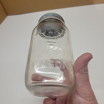 Vintage Atlas Mason H over A Square Quart Jar w/ Zinc Lid - $12.73