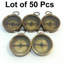 Halloween Nautical Style Brass Pocket Key Chain Compass - £82.35 GBP