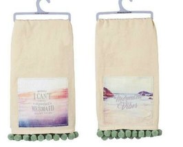 Mermaid Themed Tea Kitchen Dish Towels 2 Two Primitives by Kathy Vibes &amp;... - $19.75