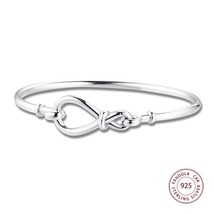 New Moments Bangles Women 925 Sterling Silver Infinity Knot Charm Bangle Bracele - £42.51 GBP