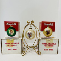 Campbell&#39;s Soup Lot of 2 Collectors Edition Christmas Ornaments Boxes 2005 2006 - £19.57 GBP