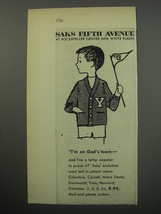 1955 Saks Fifth Avenue Letter Sweater Ad - I&#39;m on Dad&#39;s team - £14.46 GBP