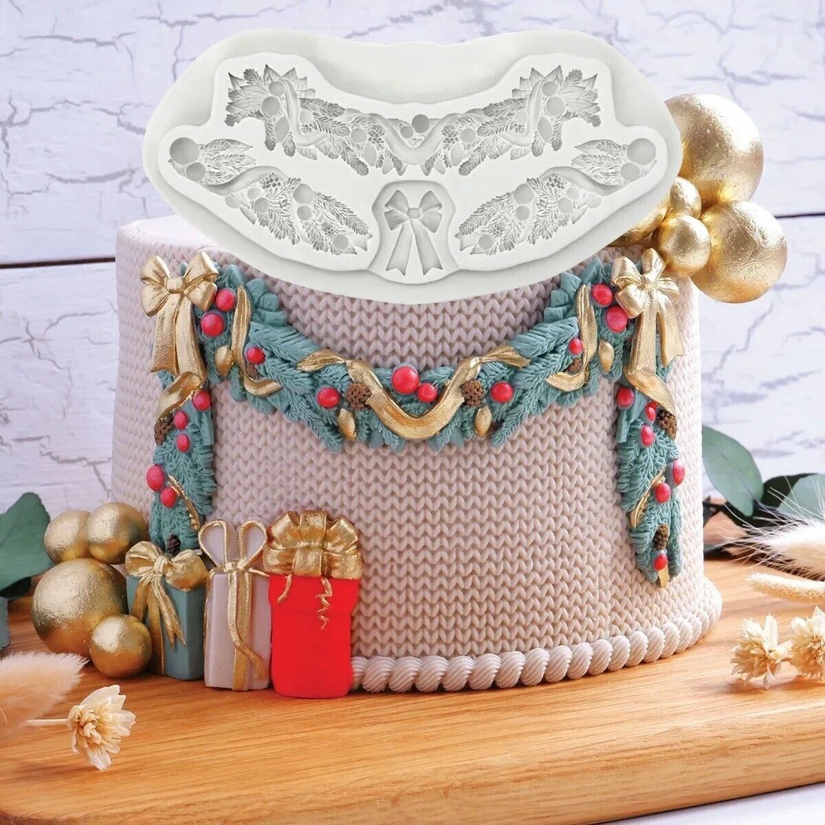 Christmas Holly Leaves Silicone Molds Resin Fondant Chocolate Baking Cak... - $11.87