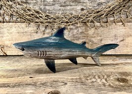 Impressively-Detailed Great White Shark Resin Wood-Look Tabletop Figurine - £12.79 GBP