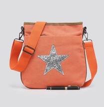 Flat Star Cross Body Messenger Bag - Orange - $39.95