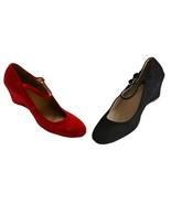 Women&#39;s Faux Suede Close Toe Mary Janes Ankle Strap Platform Wedges - $22.37+