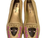 Bellini KUBWA Tribal Theme Tiki Head Loafers Flats Beige Leather Size 9.... - £15.11 GBP