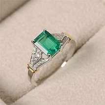 2.00Ct Emerald Cut  CZ Green Emerald Engagement Ring 14k White Gold Plated - £91.68 GBP
