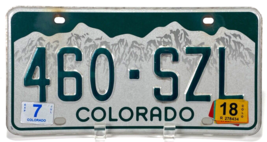 Colorado License Plate- 460-SZL -Green White Mountains-Expired 7/18 - £7.34 GBP