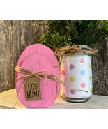 2 Pcs Pink Egg Tiered Tray Rustic Wood With Egg Hunt Tag #MNHS - £12.77 GBP
