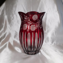 Bright Pink Cut to Clear Vase # 22476 - £132.30 GBP