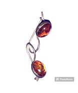 Vintage Stwrling Silver Amber gemstone 925 sterling earrings - $71.05