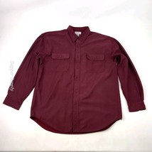 Knightsbridge Suede Button Up Shirt Mens Size XL Burgundy Polyester Long... - $21.77