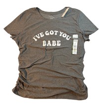 Time and Tru Womens Maternity Gray Short Sleeve I&#39;ve Got You Babe Tee, S... - $9.99