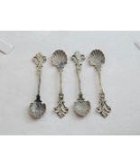 4 Super Ornate Sea Shell Bowl Open Salt Spoons Mustard Demitasse - €108,58 EUR