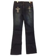 Zana Di Dark Wash Gemstone Cross Embellished Boot Cut Jeans Stretch  Sz ... - $16.82