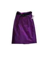 Worthington Purple Pencil Pleated Back Skirt with Belt Size 8 - £19.77 GBP