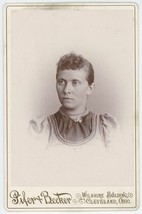 Circa 1890&#39;S Cabinet Card Stern Woman Dress Necklace Pifer &amp; Becker Cleveland Oh - £7.44 GBP