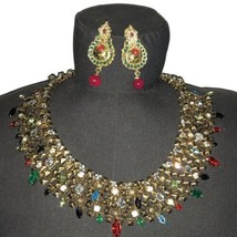 BOGO-Vintage Gold tone Statement Bib Necklace And Earrings - £67.78 GBP