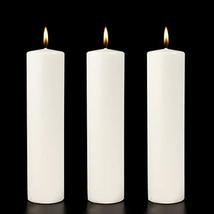 Smokeless Scented Pack of 3 White Tall Round Pillar Candles for Diwali - £14.38 GBP