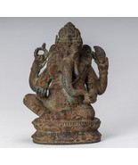 Ganesh - Antigüedad Javanés Estilo Bronce Sentado Indonesio Estatua -20cm / - $1,122.17
