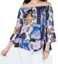 Style &amp; Co Womens Petite Printed Off The Shoulder Top, Large Petite - £29.29 GBP