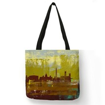 Personalized Bags For Women 2020 Colorful Abstract City Oil Painting Shoulder Ba - £13.95 GBP