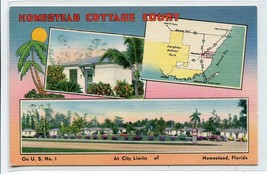 Homestead Cottage Court Motel US 1 Florida linen postcard - £5.05 GBP
