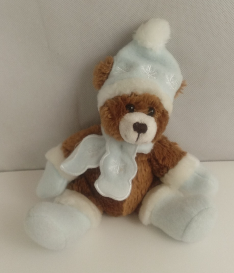 2006 Plushland Bear With White Snowflake Hat and Scarf March of Dimes Pl... - $8.90