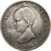 1888 Alfonso XIII “Baby King” – 5 Pesetas Medalla Conmemorativa Reedición - $18.55 CAD