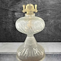 Vintage Lamplight Farms Austria Ribbed Clear Glass Pedestal Oil Lamp Bas... - £31.72 GBP