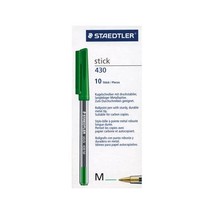 Staedtler Stick 430 M-5 Ballpoint Pen Medium - Green (Box of 10)  - $12.00