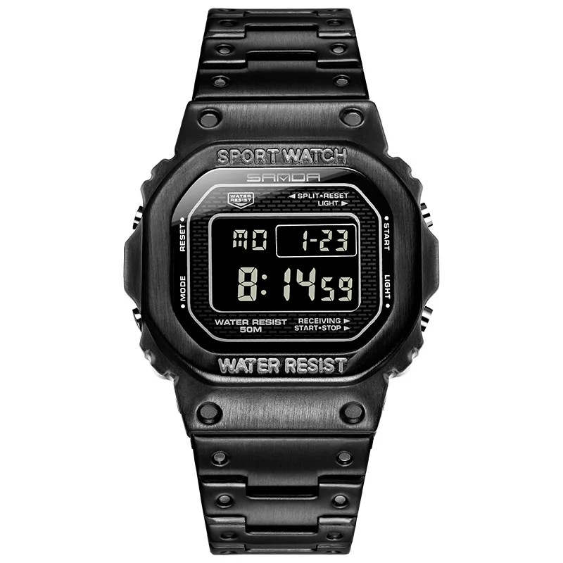 SANDA   Men&#39;s  LED Digital Watch water-proof multi-functional  Watch Square Fash - £94.20 GBP