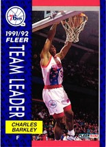 1991-92 Fleer Team Leader Charles Barkley Philadelphia 76ers Basketball Card NBA - £0.80 GBP