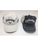 CALLAWAY (Lot of 2) GOLF HATS BLK /WHT &amp; NAVY/TAN HEX BLACK TOUR100% Cotton - £24.85 GBP